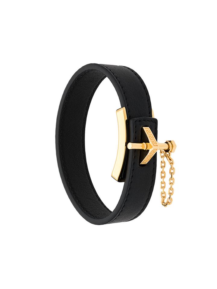 Versace Greek Key Clasp Bracelet - Black
