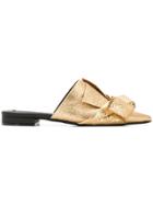 No21 Bow Detail Pointed Mules - Gold