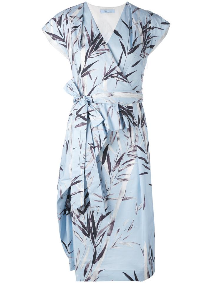 Blumarine Printed Wrap Dress, Women's, Size: 40, Blue, Cotton/spandex/elastane