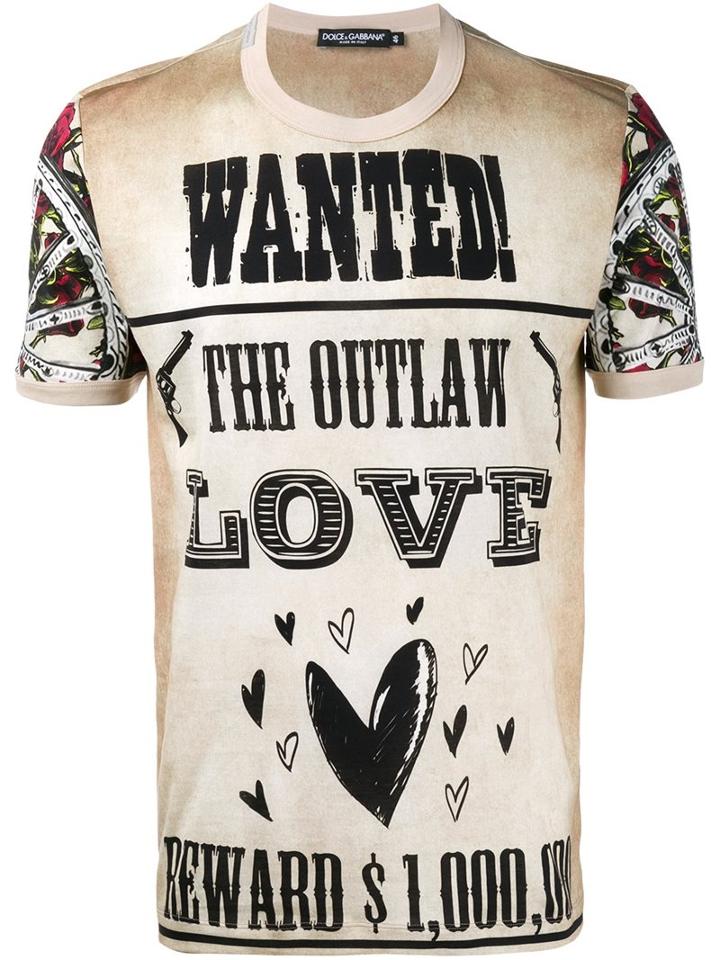 Dolce & Gabbana Western Poster Print T-shirt, Men's, Size: 52, Nude/neutrals, Cotton
