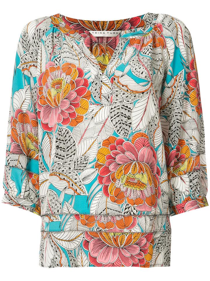 Trina Turk - Light Hearted Top - Women - Silk - S, White, Silk