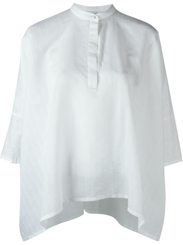 Helmut Lang Band Collar Shirt, Women's, Size: Medium, White, Silk/cotton