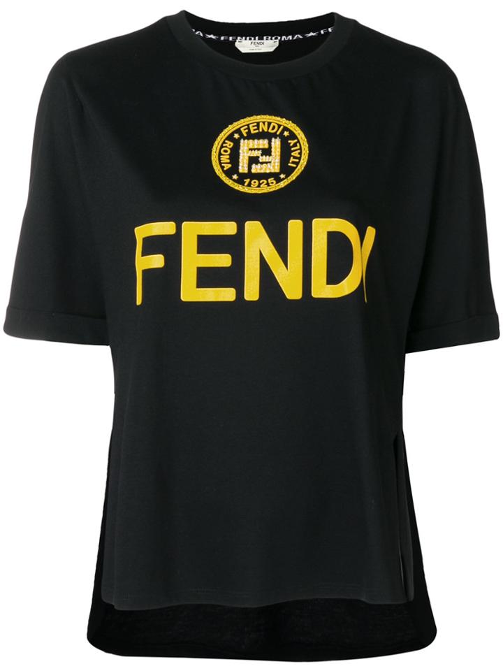 Fendi Embellished Ff Logo T-shirt - Black