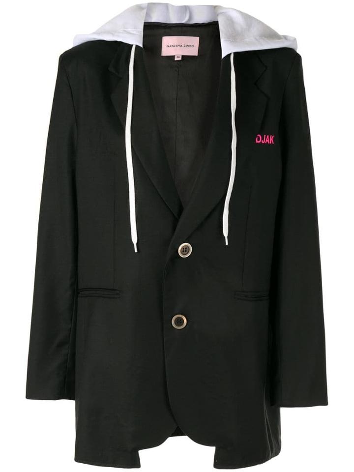 Natasha Zinko Drawstring Hooded Blazer - Black