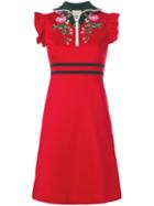 Gucci - Floral Zip Placket Dress - Women - Cotton/polyester - S, Red, Cotton/polyester