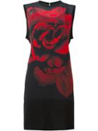 Mcq Alexander Mcqueen Rose Print Dress, Women's, Size: 38, Black, Polyester/spandex/elastane