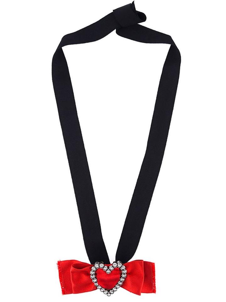 Lanvin Crystal Heart On Bow Brooch Or Pendant