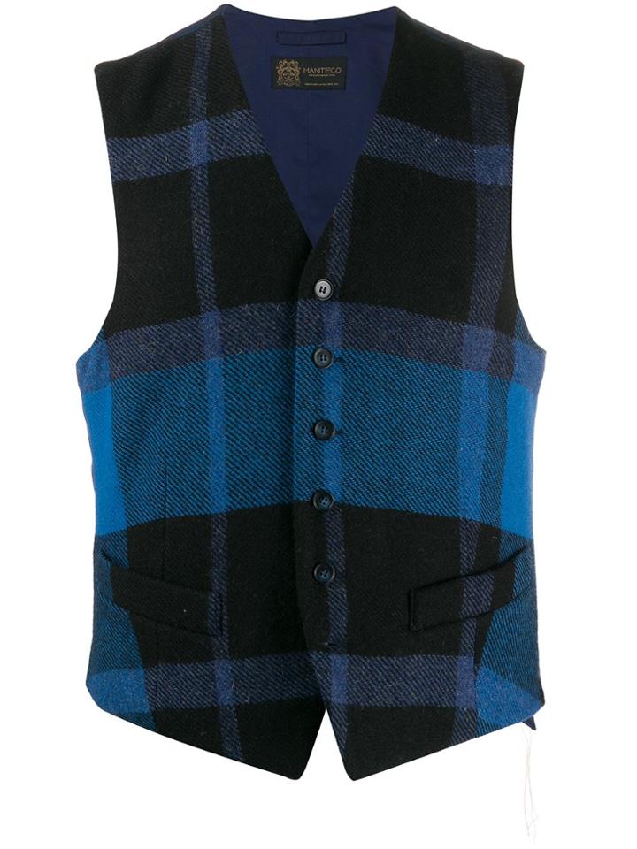 Fortela Checked Waistcoat - Blue