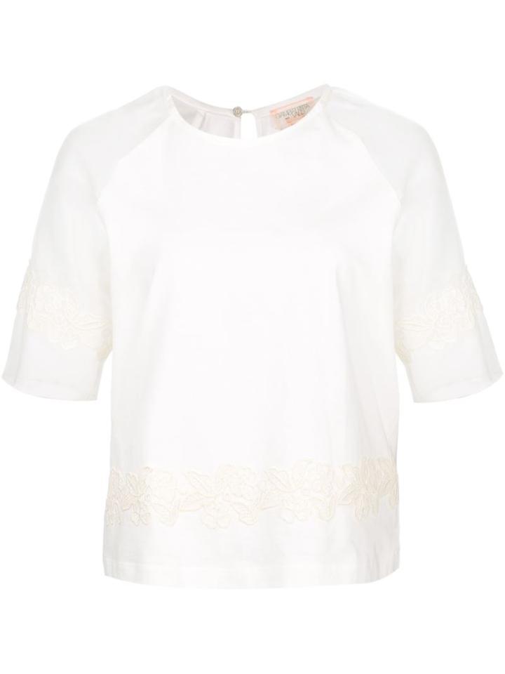 Giambattista Valli Embroidered Sheer Sleeve Top
