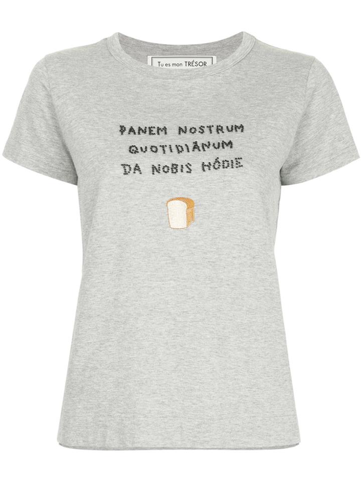 Tu Es Mon Trésor Bead Embroidered T-shirt - Grey