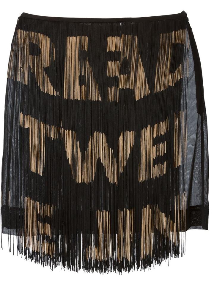 Moschino Vintage Fringed Text Skirt