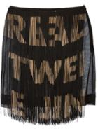 Moschino Vintage Fringed Text Skirt