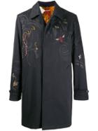 Etro Embroidered Detail Coat - Blue