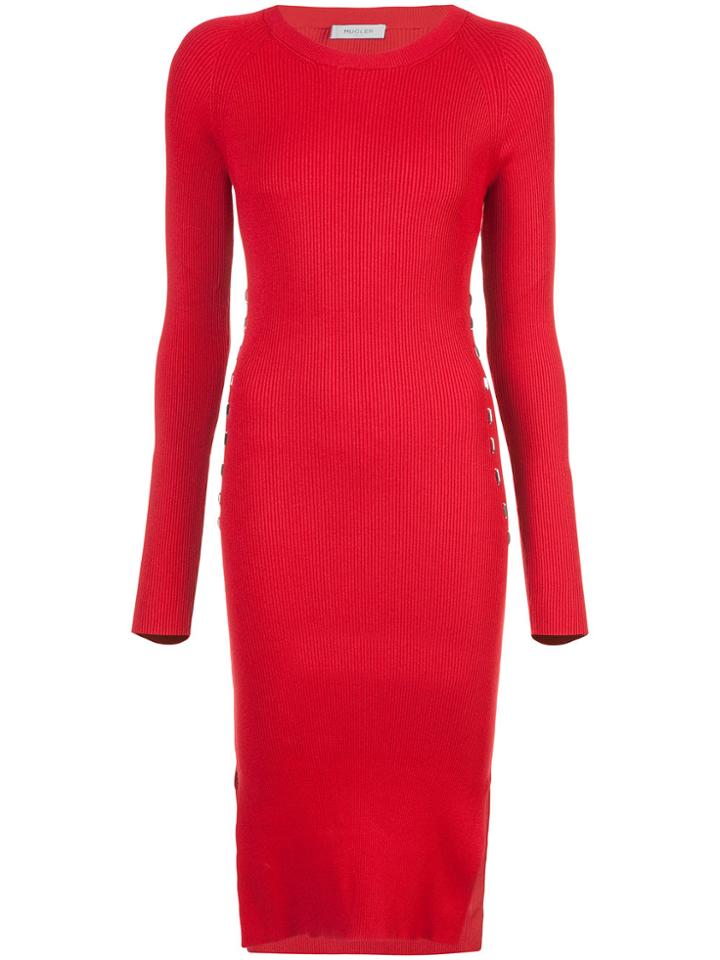 Mugler Slim-fit Knitted Dress - Red
