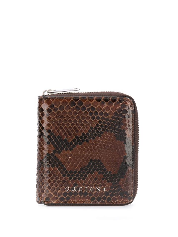Orciani Python Effect Leather Wallet - Brown