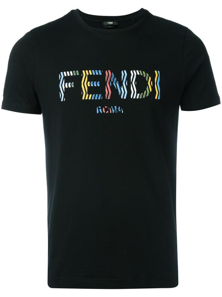 Fendi Fendi Roma T-shirt, Men's, Size: 48, Black, Cotton