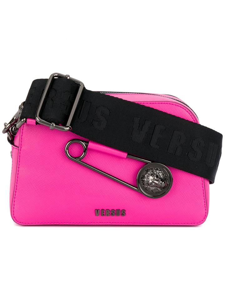 Versus Safety Pin Logo Shoulder Bag - Pink & Purple
