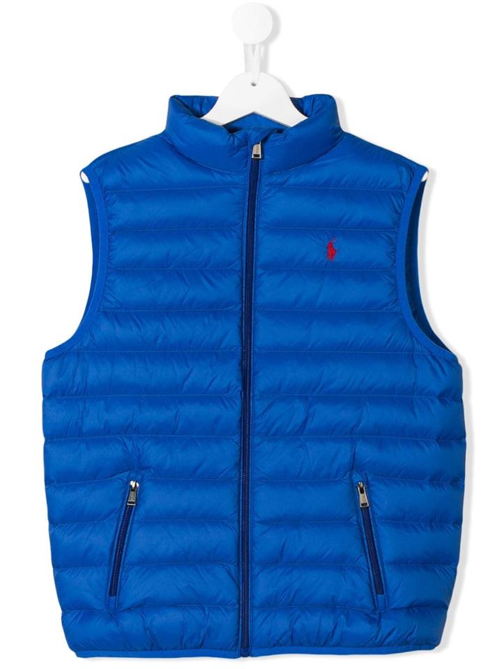 Ralph Lauren Kids Teen Logo Embroidered Padded Gilet - Blue
