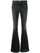 Don't Cry Distressed Flared Jeans - Black