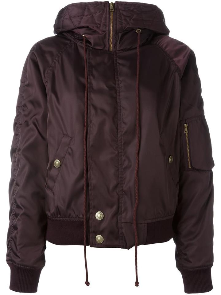 Chloé Hooded Puffer Jacket, Women's, Size: 40, Pink/purple, Polyamide/viscose/sheep Skin/shearling
