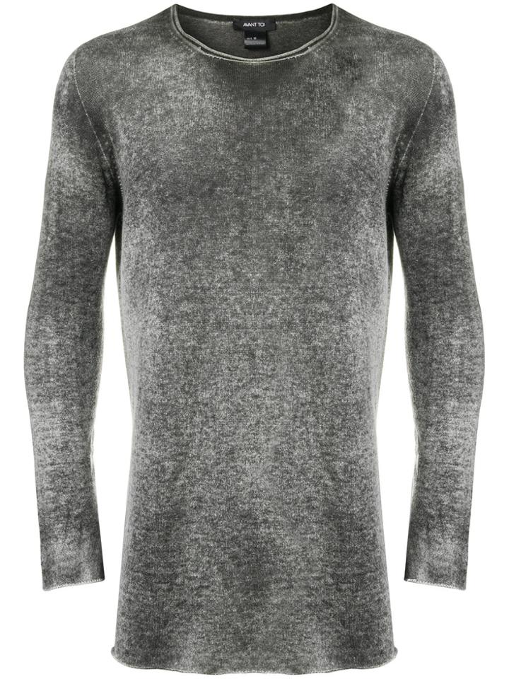 Avant Toi Faded Round Neck Jumper - Grey