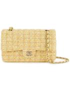 Chanel Vintage Quilted Cc Double Flap Tweed Shoulder Bag, Women's, Yellow/orange
