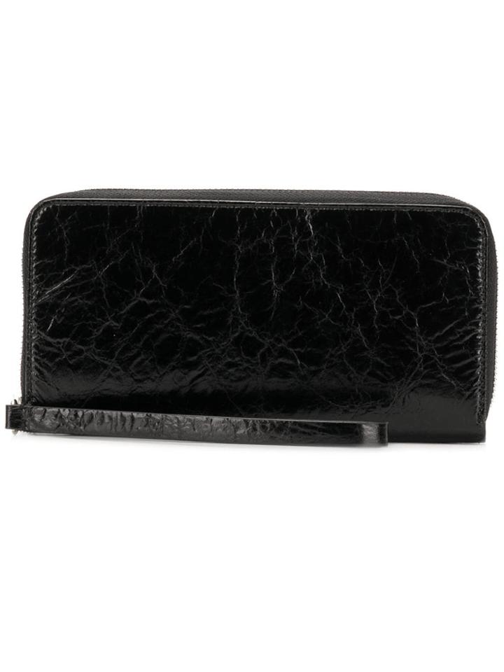 Mm6 Maison Margiela Wrinkled Zip Around Wallet - Black