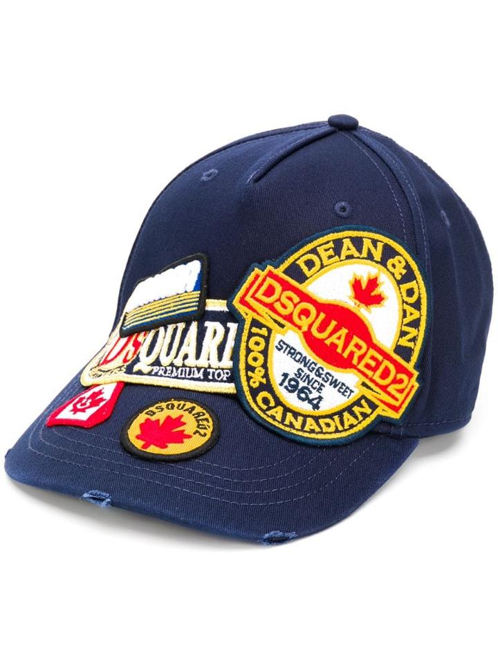 Dsquared2 Logo Patchwork Cap - Blue