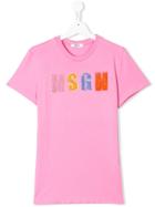 Msgm Kids Teen Beaded Logo T-shirt - Pink