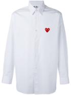 Comme Des Garçons Play Embroidered Logo Shirt, Men's, Size: Large, White, Cotton