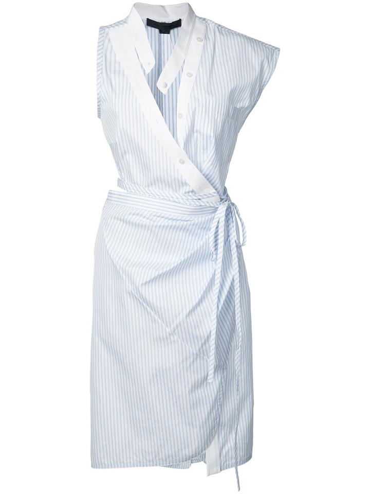 Alexander Wang Striped Wrap Dress, Women's, Size: 0, Blue, Cotton
