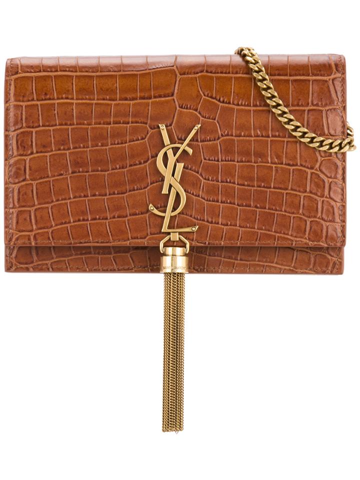 Saint Laurent Classic Kate Tassel Chain Wallet - Brown