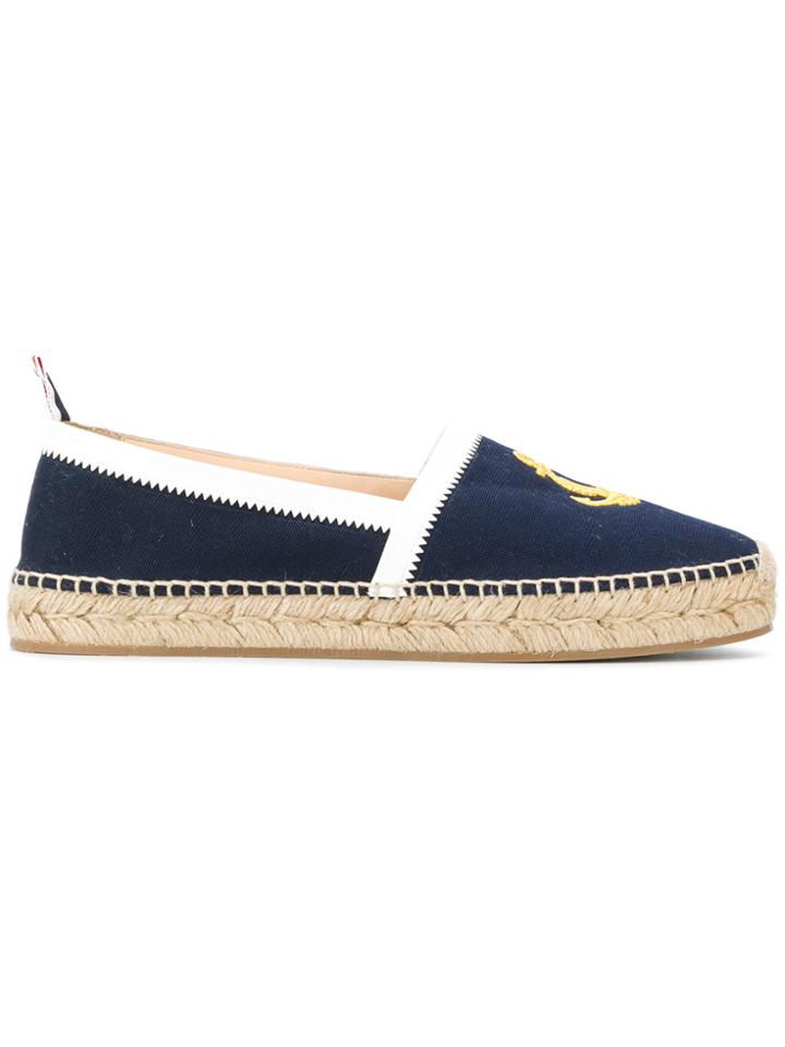 Thom Browne Espadrille With Rubber Sole In Anchor Embroidered Canvas -