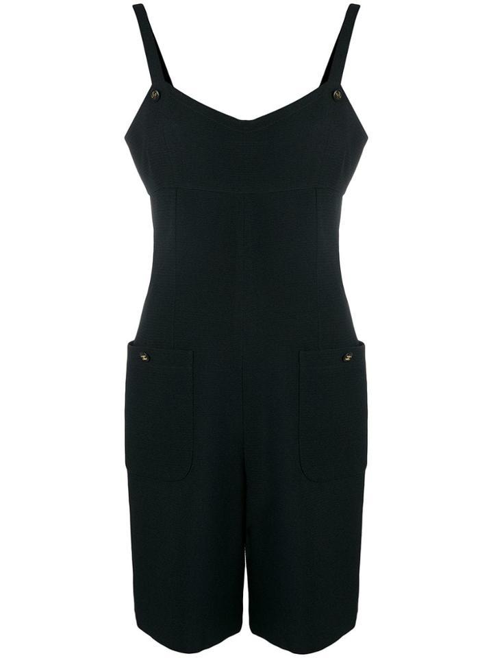 Chanel Vintage Spaghetti Straps Slim Playsuit - Black