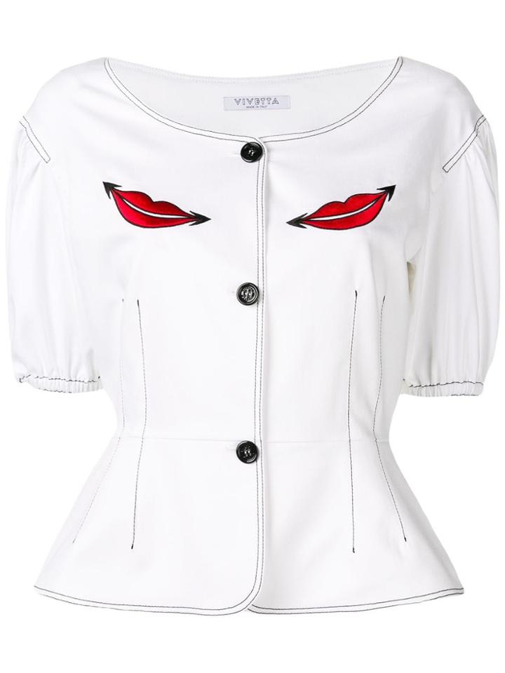 Vivetta Embroidered Lips Jacket - White