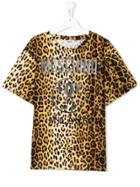 Moschino Kids Teen Leopard Logo Print T-shirt - Brown