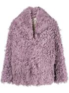 Miu Miu Oversized Shearling Jacket - Pink & Purple