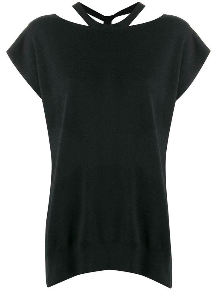 Mrz Reverse Tie Neck Knitted Top - Black