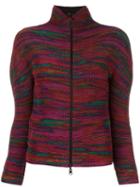 Issey Miyake Cauliflower Zipped High Neck Cardigan, Women's, Pink/purple, Polyester