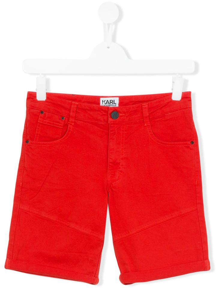 Karl Lagerfeld Kids - Denim-style Shorts - Kids - Cotton/spandex/elastane - 14 Yrs, Red