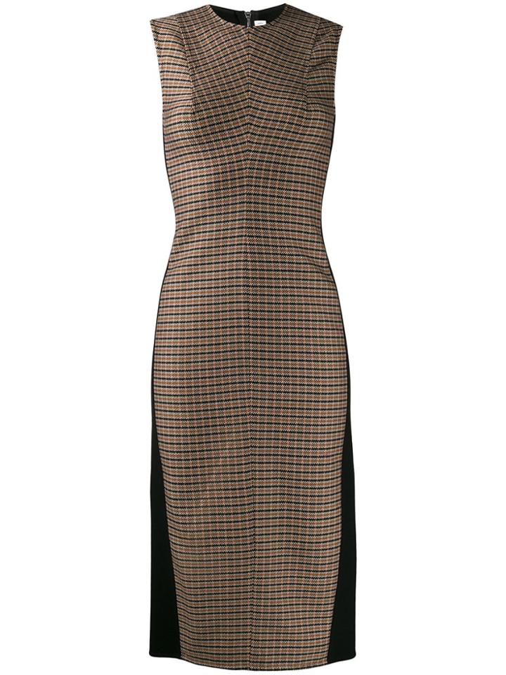 Victoria Beckham Check Print Panelled Dress - Black