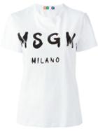 Msgm Logo Print T-shirt, Women's, Size: L, White, Cotton
