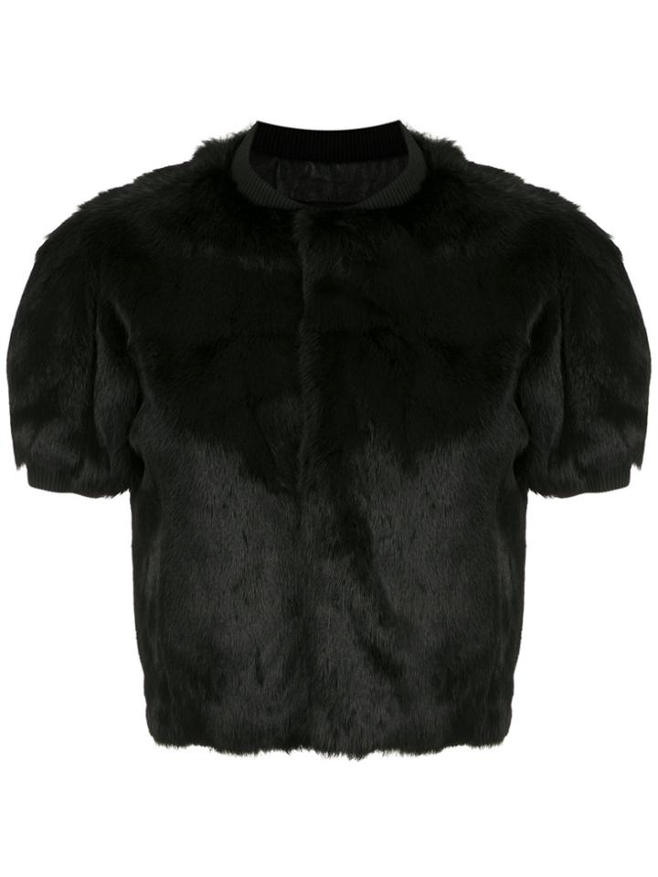 Andrea Bogosian Fur Trimming Blouse - Black