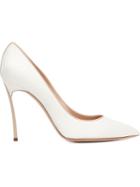 Casadei Pointed Toe Pumps, Women's, Size: 37.5, White, Leather