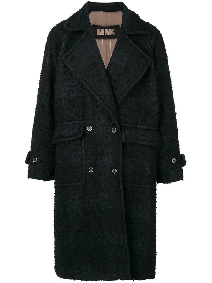 Uma Wang Double Breasted Wool Coat - Black