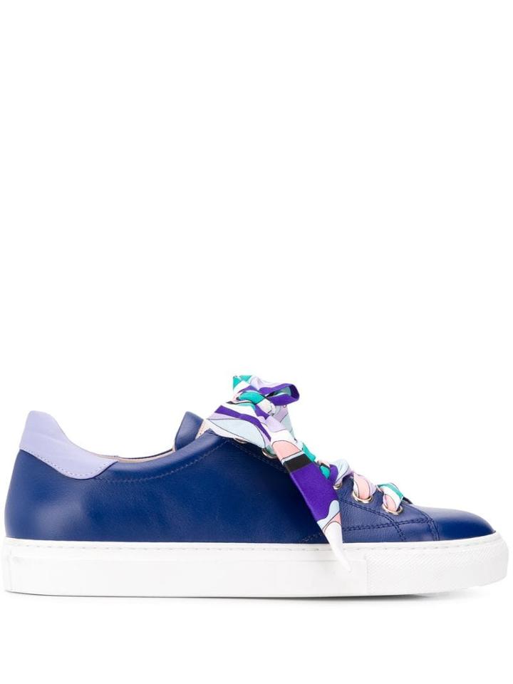 Emilio Pucci Ribbon Lace-up Twill Sneakers - Blue