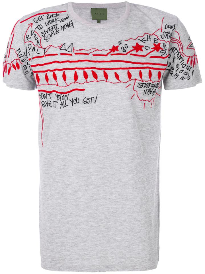 Amen Embroidered T-shirt - Grey