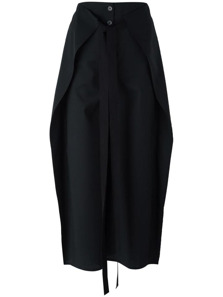 Mm6 Maison Margiela Wrap Front Cropped Trousers, Women's, Size: 40, Black, Virgin Wool