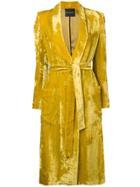 Erika Cavallini Velvet Single-breasted Coat - Yellow