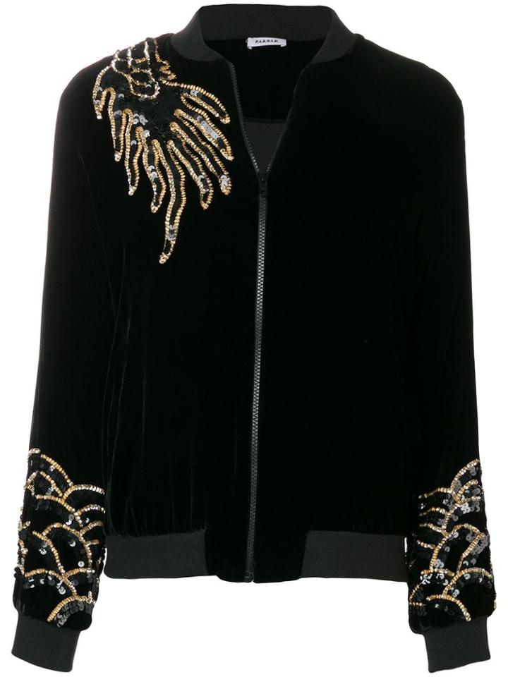 P.a.r.o.s.h. Dragon Embroidery Bomber Jacket - Black